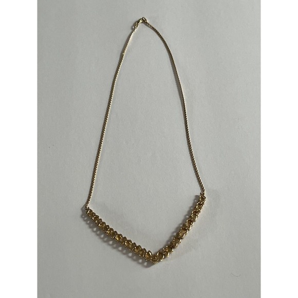 Vermeil Sterling Silver  .10ctw Diamond Flat V Wheat Necklace 16.5” 8.38G - Picture 12 of 16